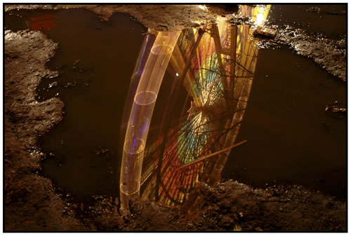 big wheel in the puddle